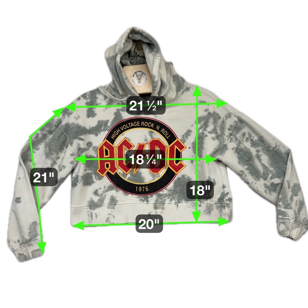 AC/DC High Voltage Rock N Roll Cropped Hoodie Tie Dye Women's M - Picture 4 of 4